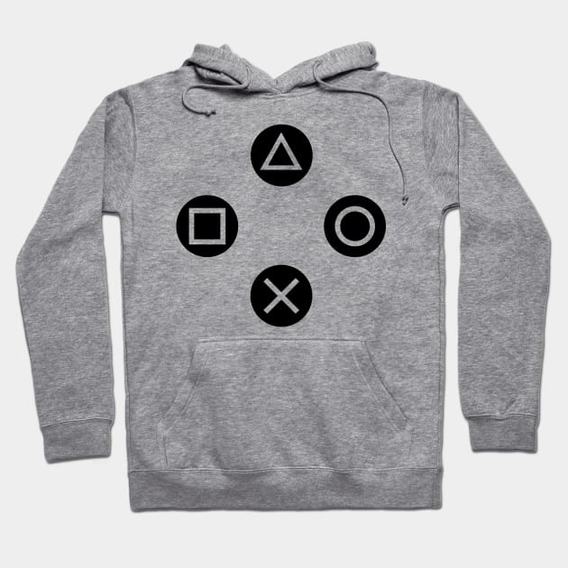 Play with Playstation Controller Buttons (Black and White) Hoodie by XOOXOO